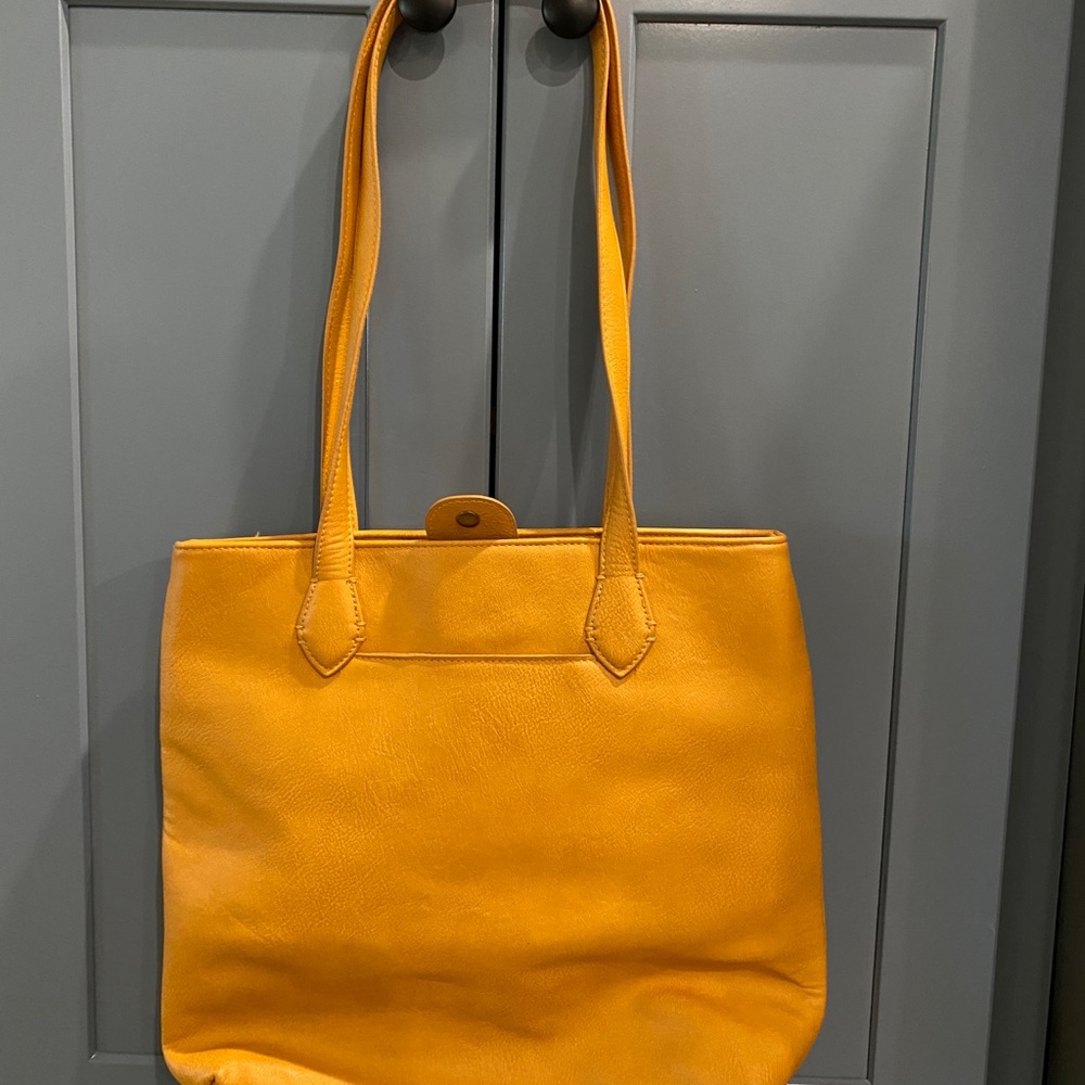 Yellow Leather Tote Bag